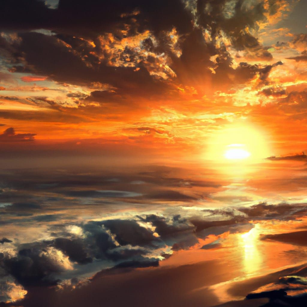 Brilliant Sundown Beach: Hyperrealistic Waterscape Painting