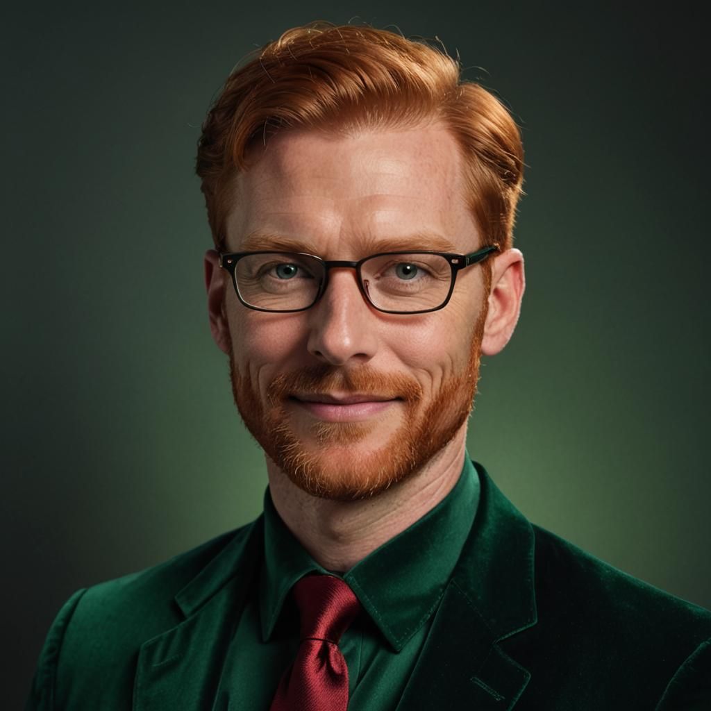 Man in Green Velvet Suit Portrait