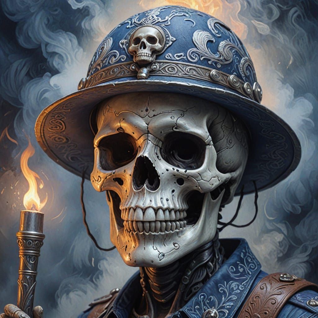 Floral Skull Explorer: Impasto Oil Painting in Magical Reali...