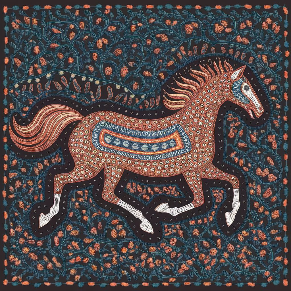 A horse running in a field.