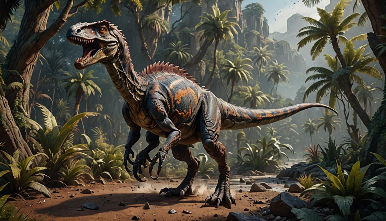 Detailed Velociraptor Matte Painting in Deep Color