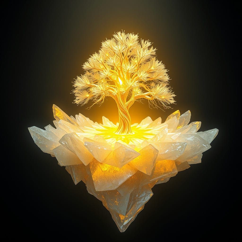 Glowing Crystal Landmass in Eerie Void