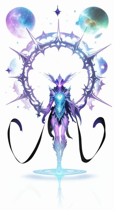 Ethereal Fantasy Hero in Cosmic Landscape