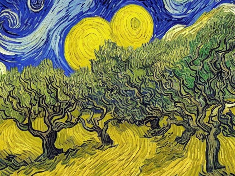 Van Gogh Style Village with Expressive Brushstrokes