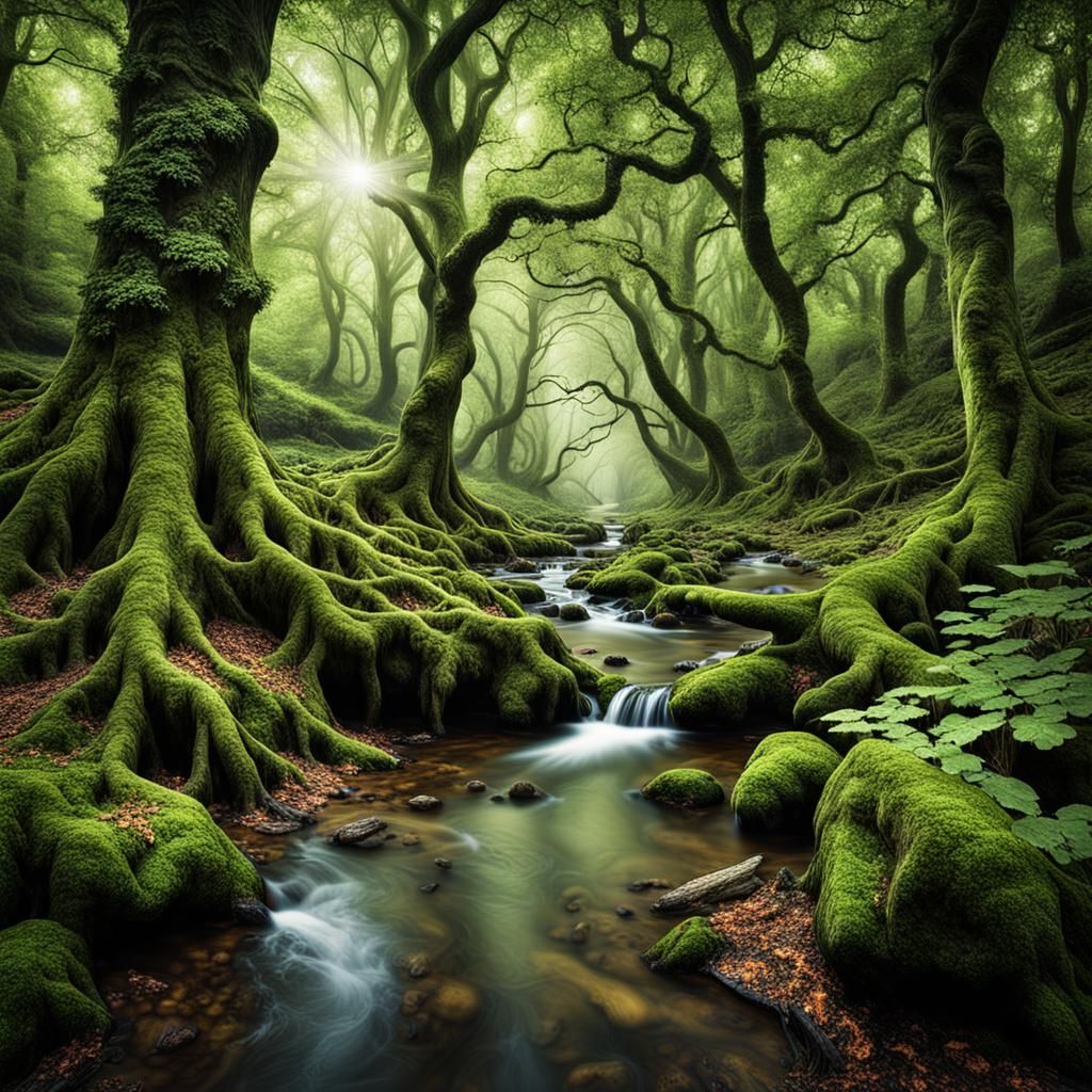 Mythical Creatures in Hyperrealistic Forest