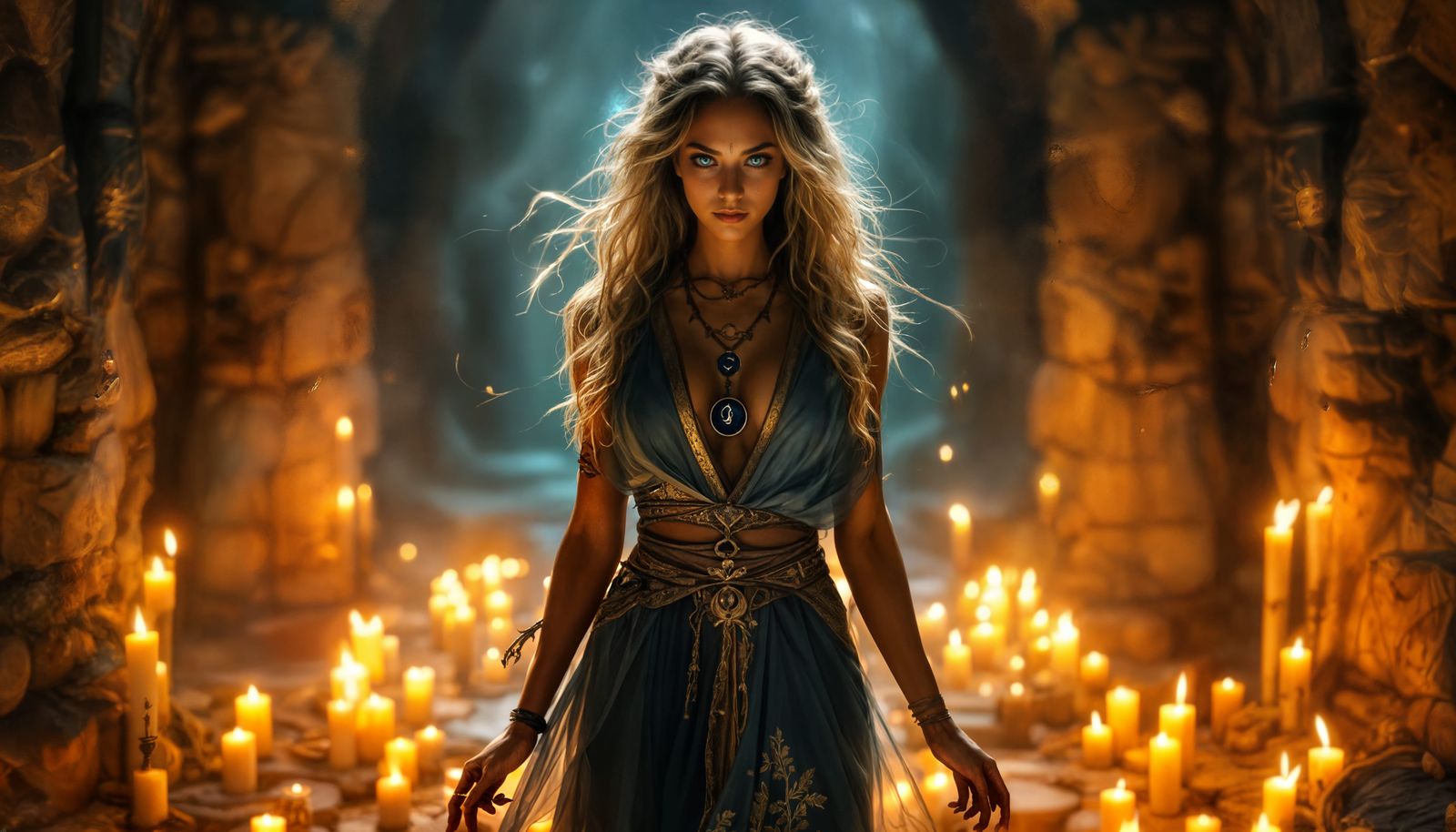 Amazonian Sorceress in Ancient Sanctuary