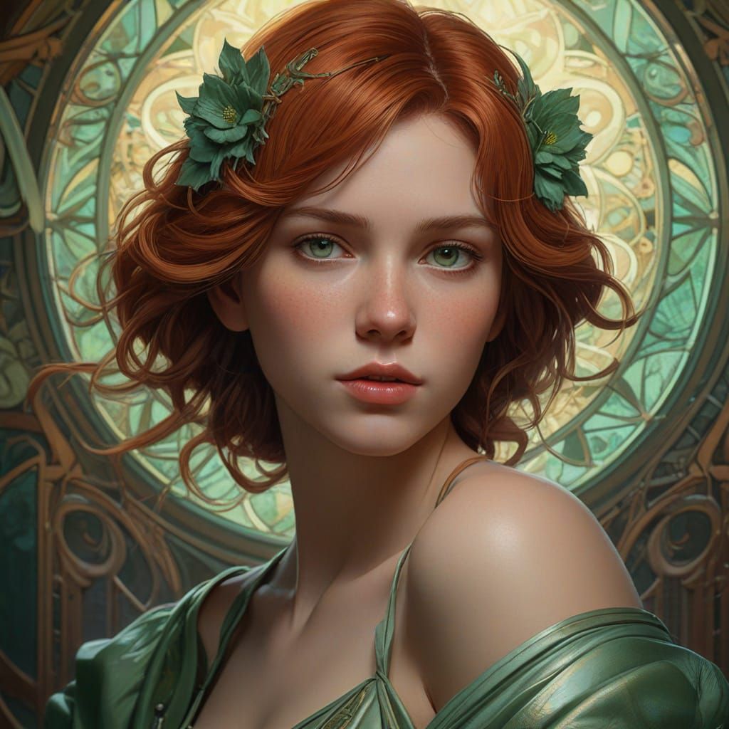 Hyperrealistic Portrait of a Young Woman with Red Hair