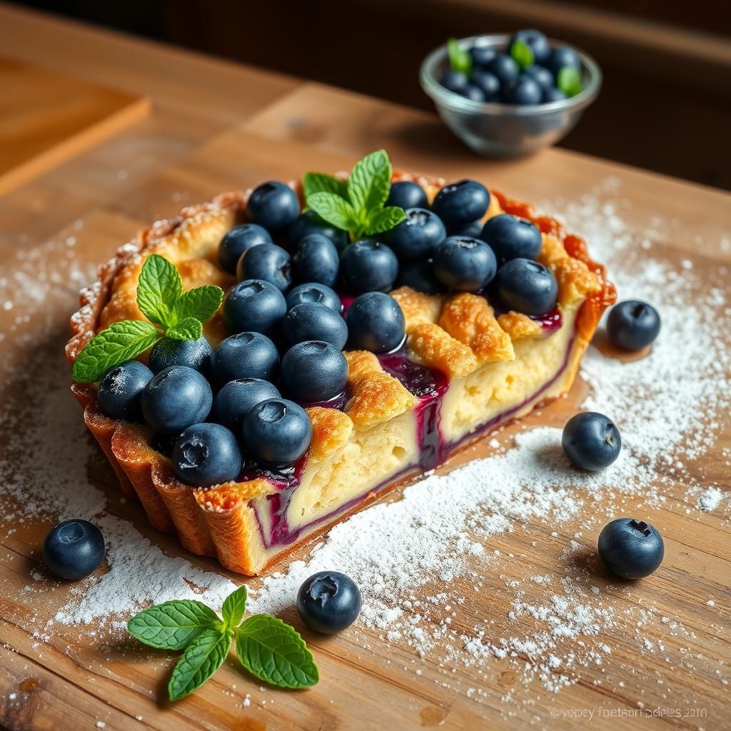 Rustic Blueberry Tart in Impressionist Style