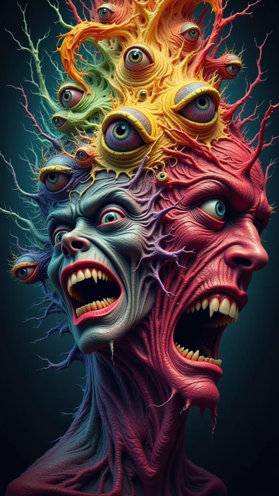 Unsettling Fractal Man in Analog Horror Style