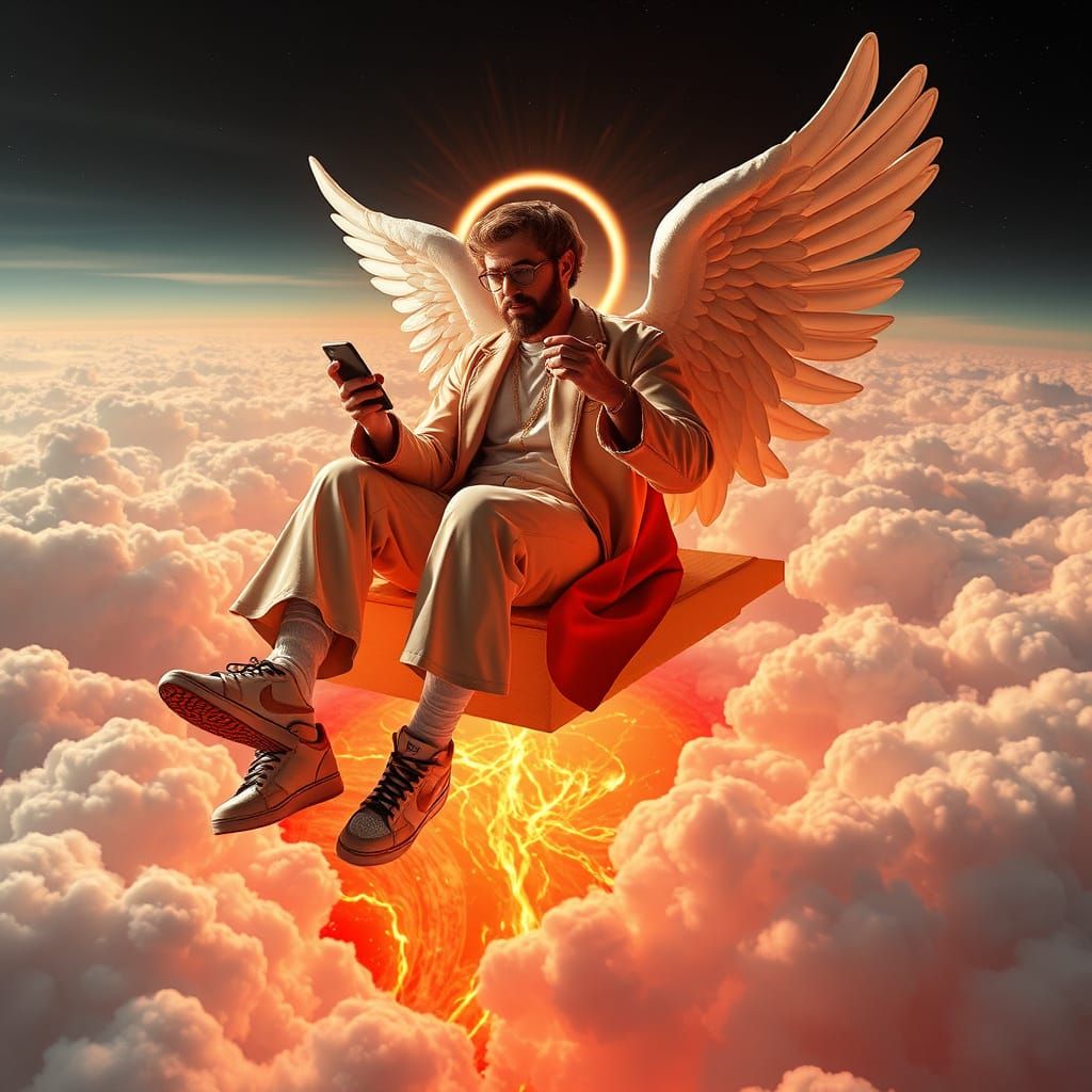 God in Streetwear Style Reigns Over Neon Throne Amidst Celes...