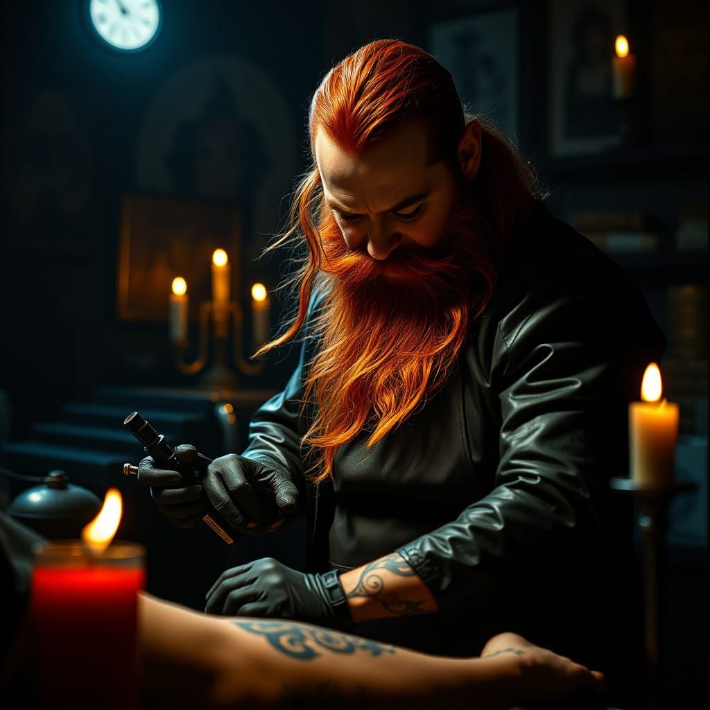 Dark Leprechaun Tattoo Artist in Haunted Parlor