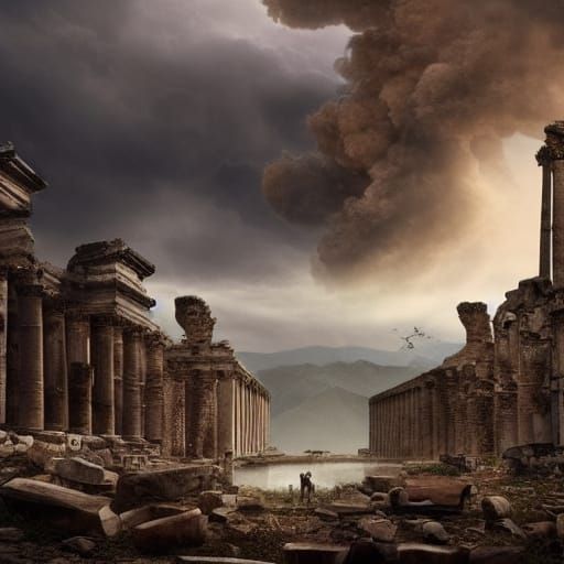 Epic Battle in Ancient Ruins: Digital Matte Painting