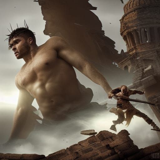 Epic Battle in Ancient Ruins: Digital Matte Painting