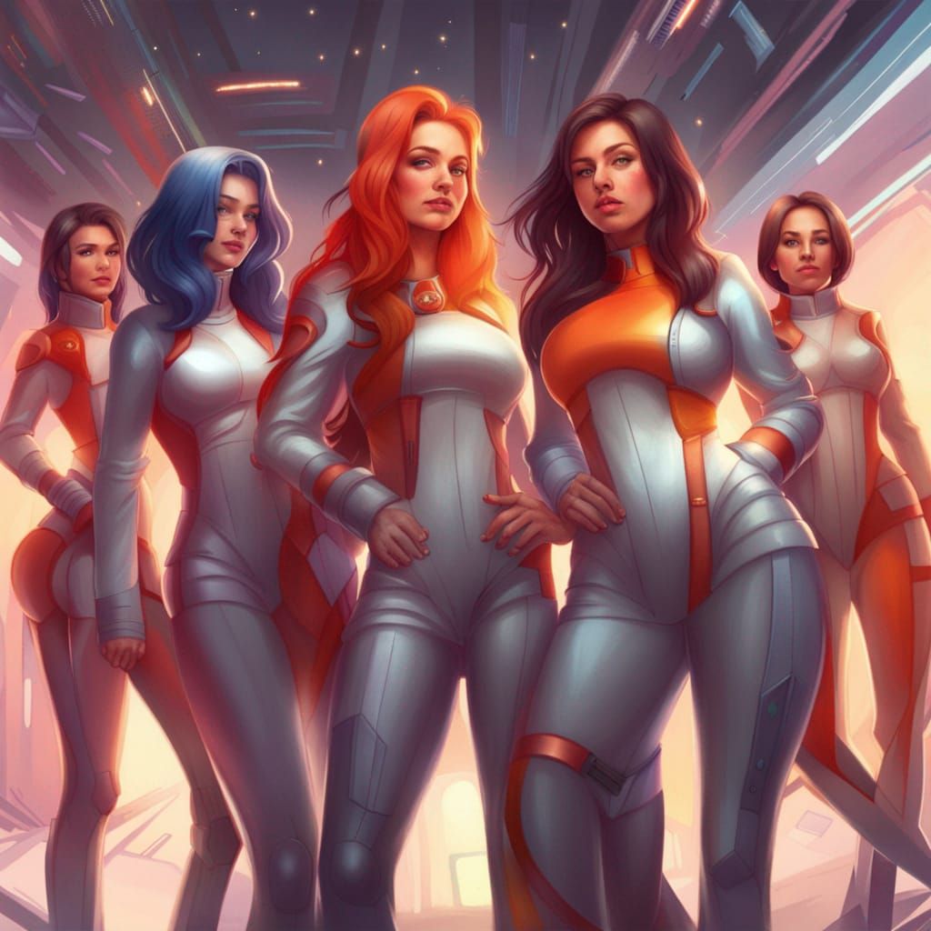 Attractive Space Girls in Futuristic Sci-Fi Art