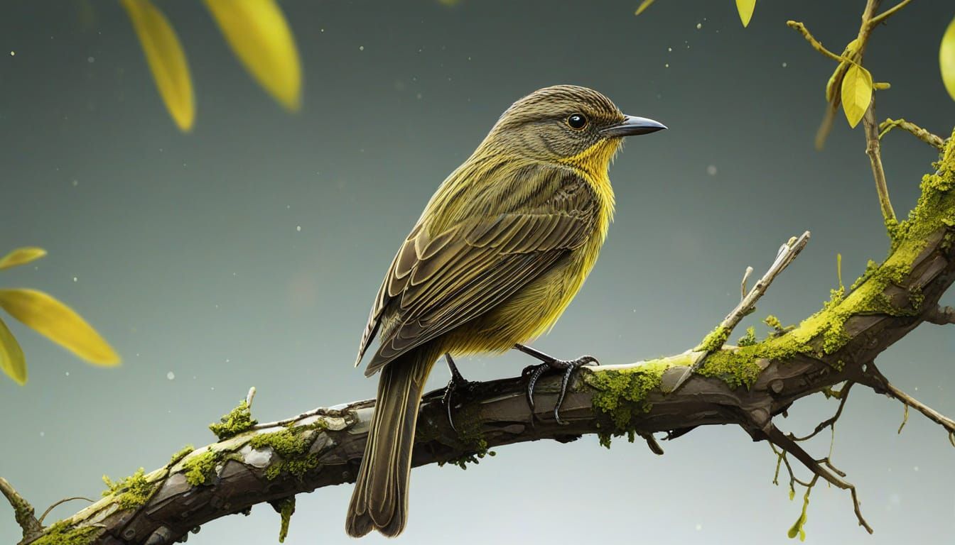 Yellow-streaked Greenbul in Vibrant Splash Art Style