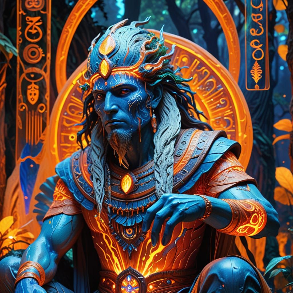 Mystical Jungle Tree with Mage, Digital Painting