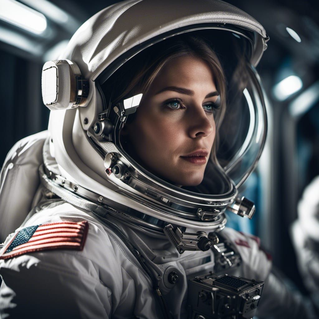 Hyperrealistic Astronaut Bride in Cinematic Composition