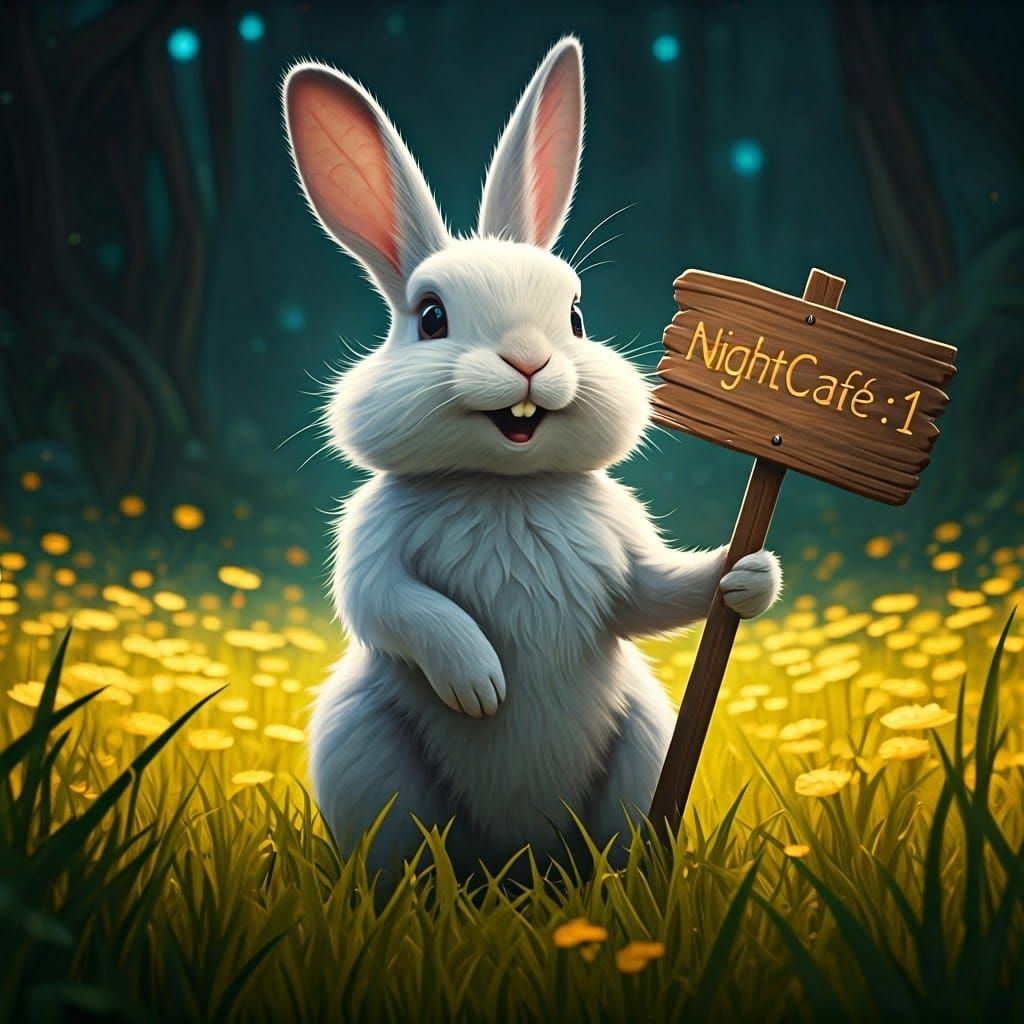 Joyful Rabbit in Meadow, Concept Art Style