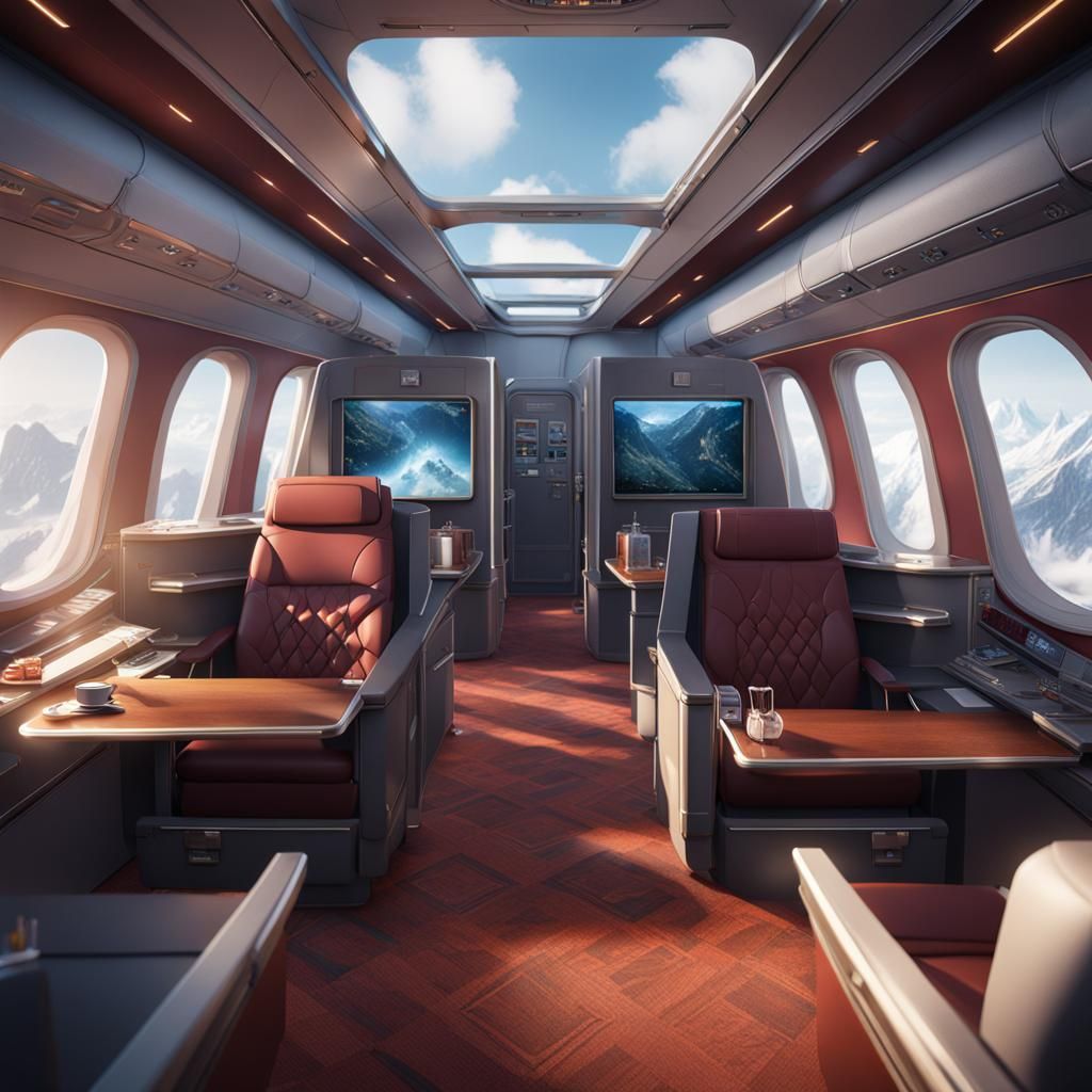 Business Class Interior: Detailed Fantasy Concept Art