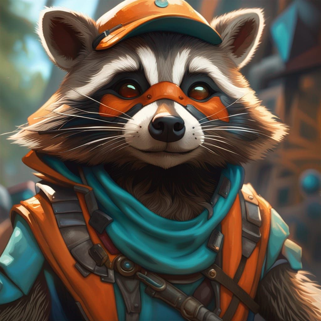 Raccoon Adventurer: Hyperdetailed Digital Concept Art