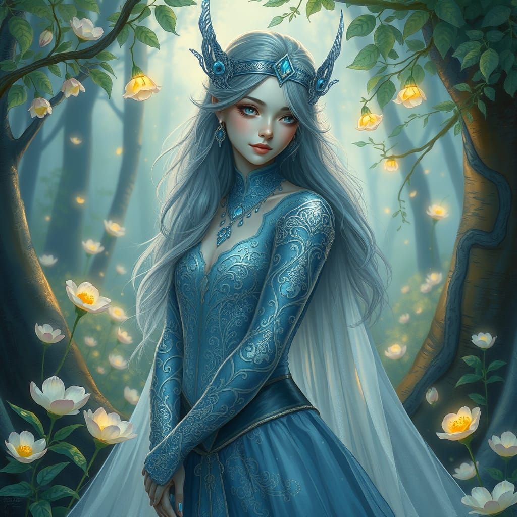 Elegant Eladrin in Whimsical Forest Setting