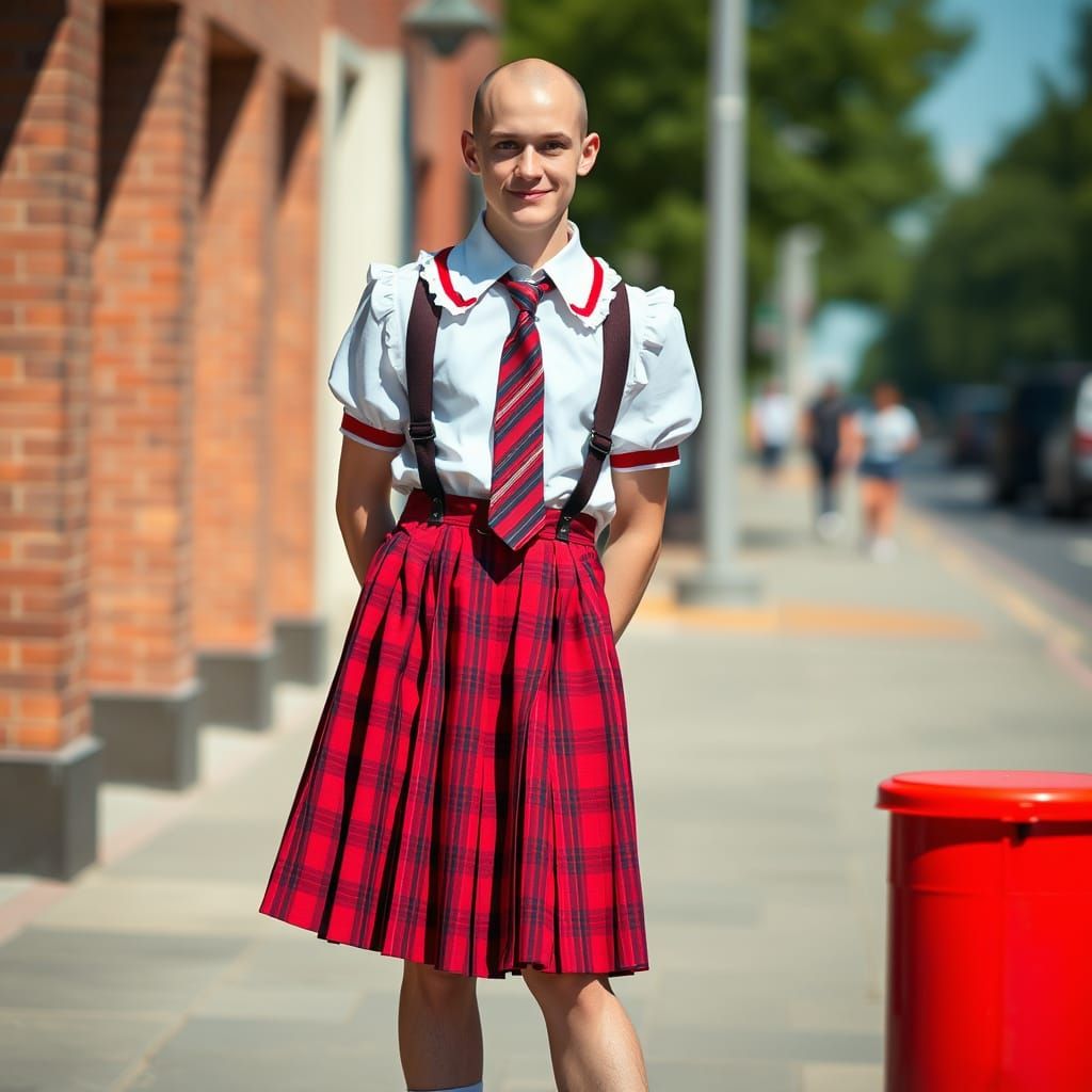 Crossdresser in School Uniform, Cinematic Photography