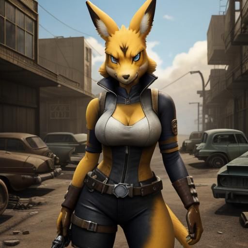 Cyberpunk Vault Girl in Fallout Style