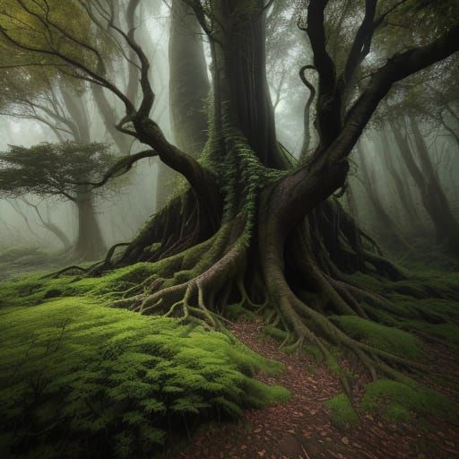 Majestic High Fantasy Tree in Emerald Forest