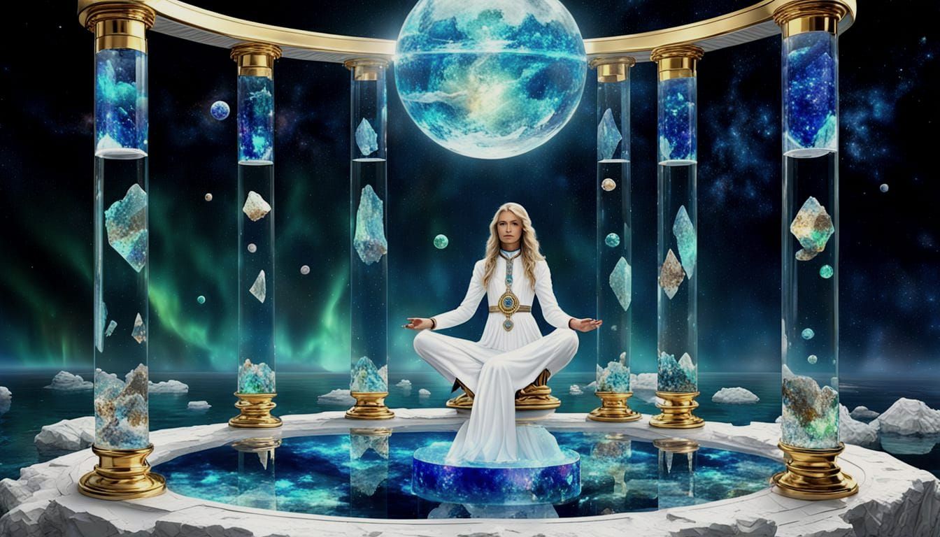 Atlantis Healer in a Futuristic Golden Seascape