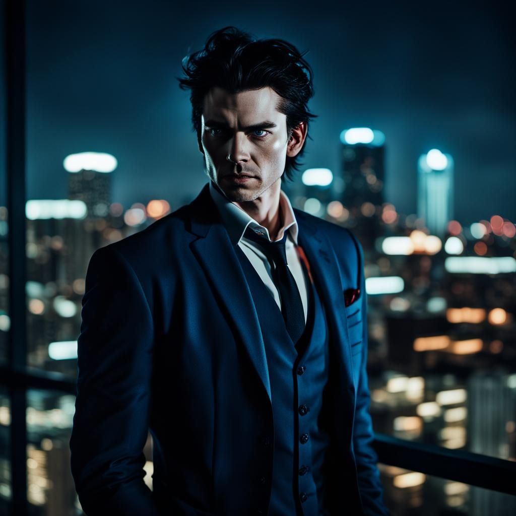 Suave Vampire Mob Boss Under Jacksonville Night Sky