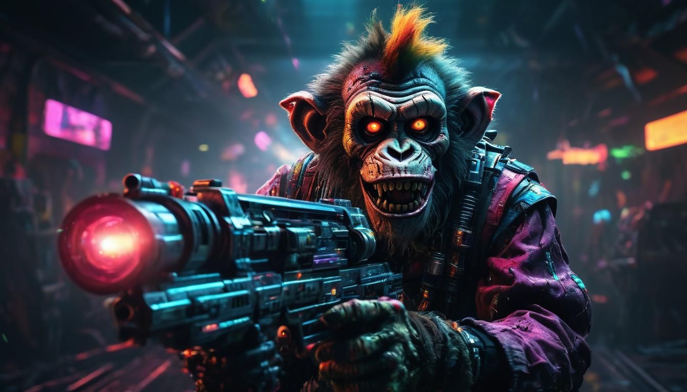 Zombie Monkey Space Pirate Fires Laser Gun