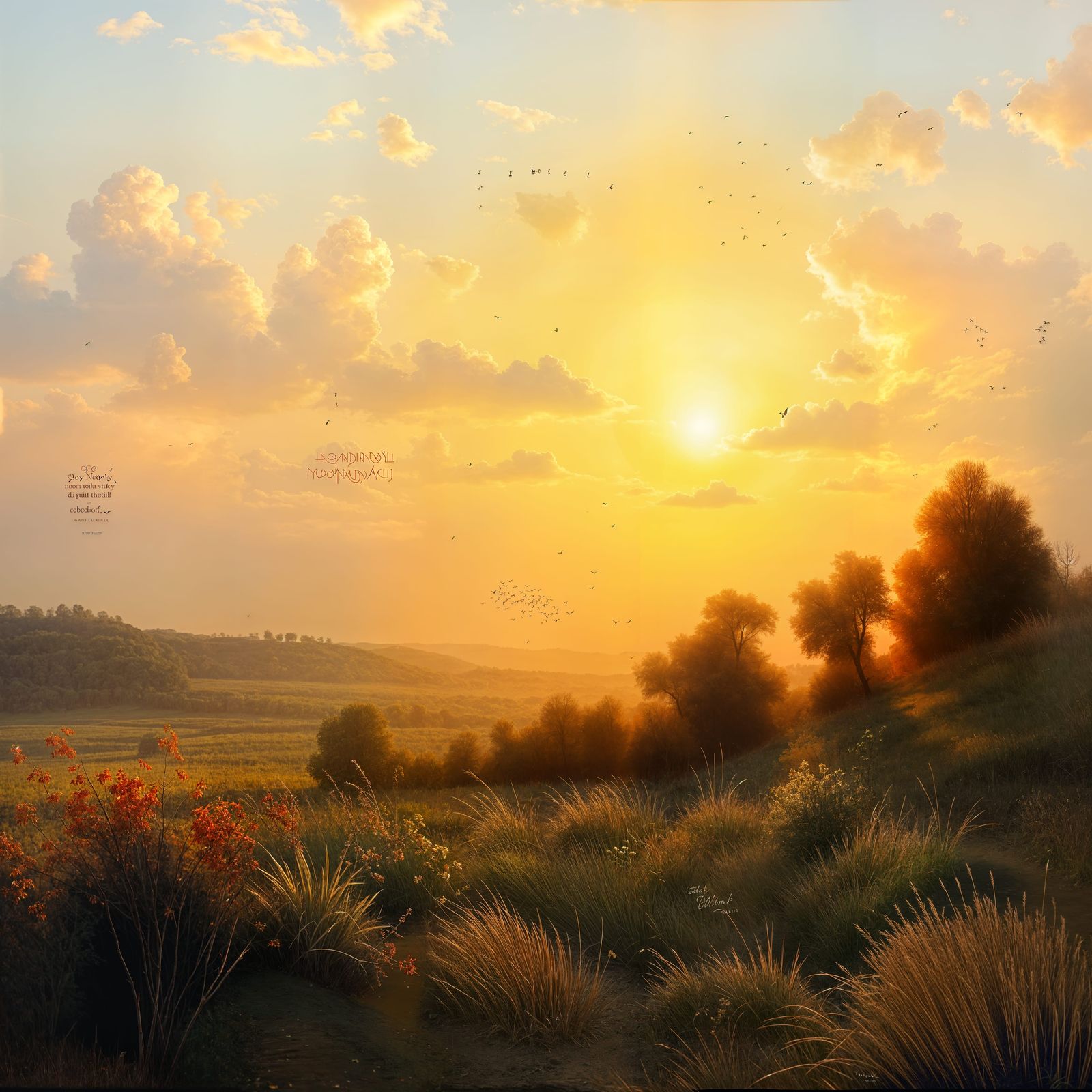 Peaceful Evening Landscape in Dreamy Impressionist Style