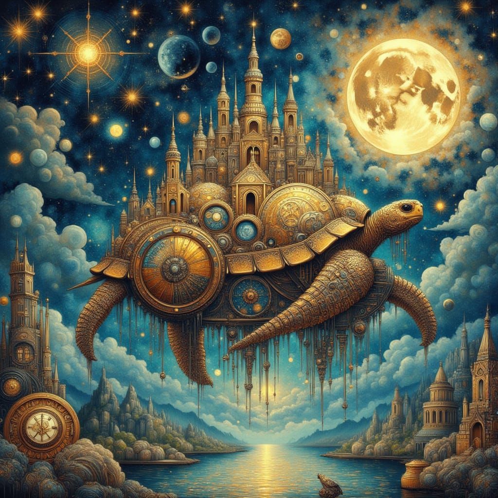 Steampunk Clockwork City on Cosmic Turtle