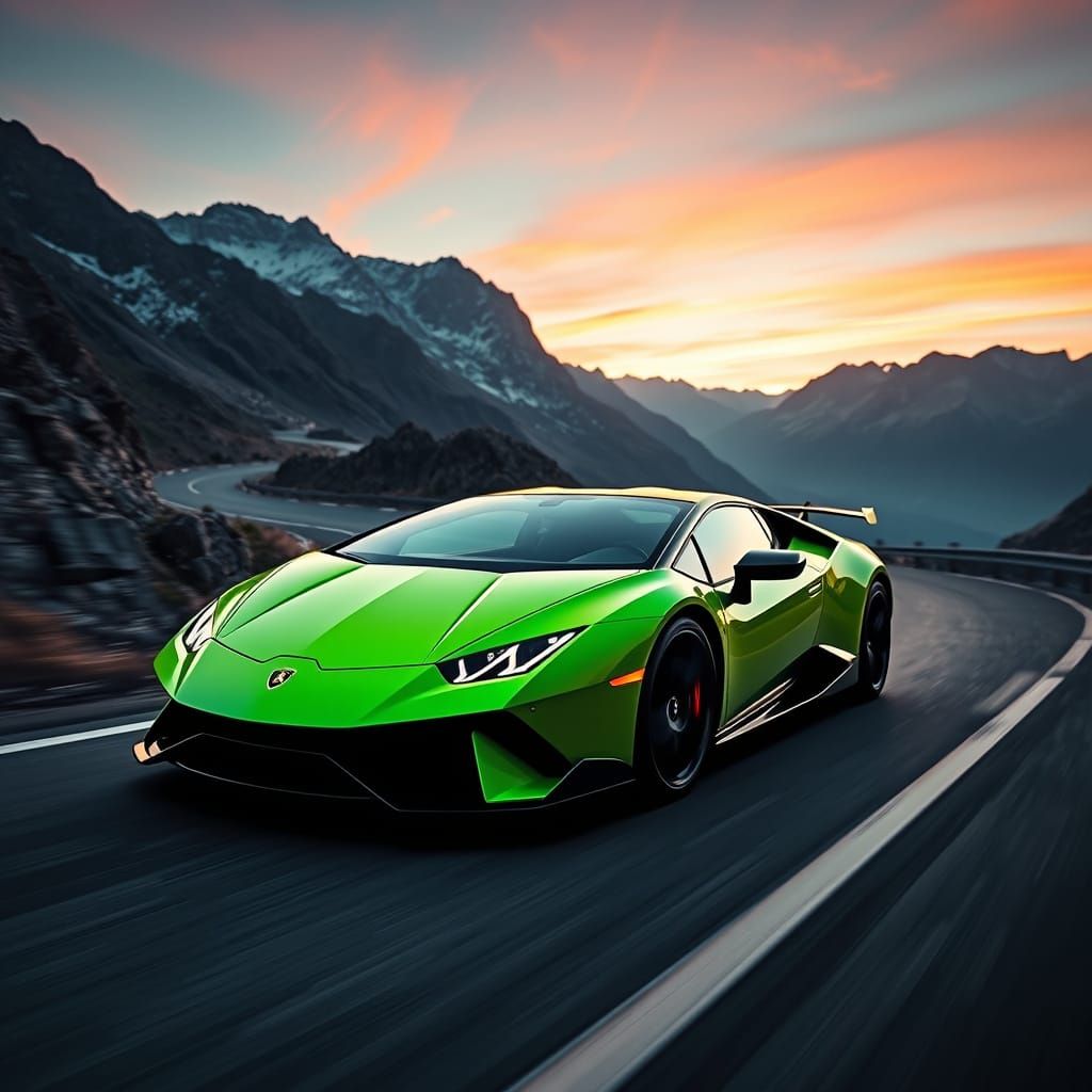 Epic Neon Green Lamborghini Revuelta Speeds Through Majestic...
