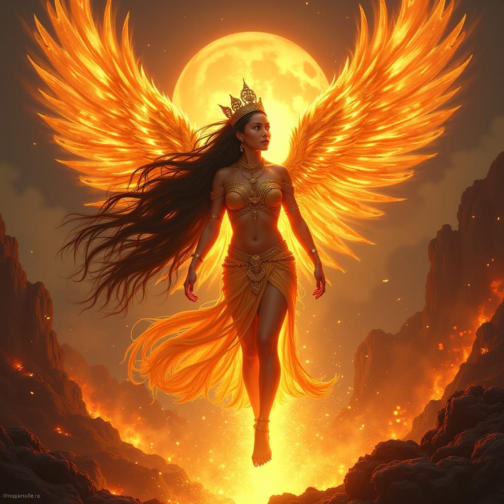 Regal Pinay Goddess Emerges from Volcanic Eruption with Wing...