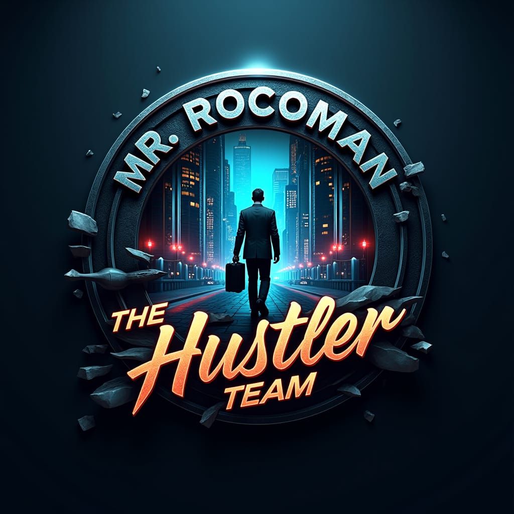 Bold Cityscape Logo for Mr. Roccoman in Graffiti Style
