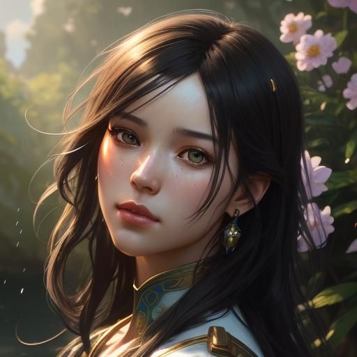 Animated Woman in Action Pose, Oil Painting Texture