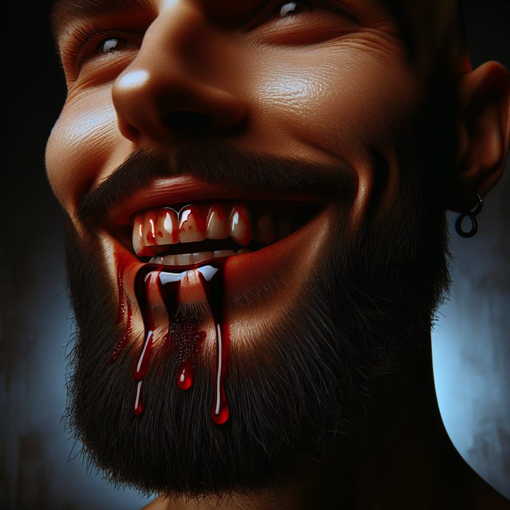 Smiling Bald Man with Dripping Lips: Victorian Portrait