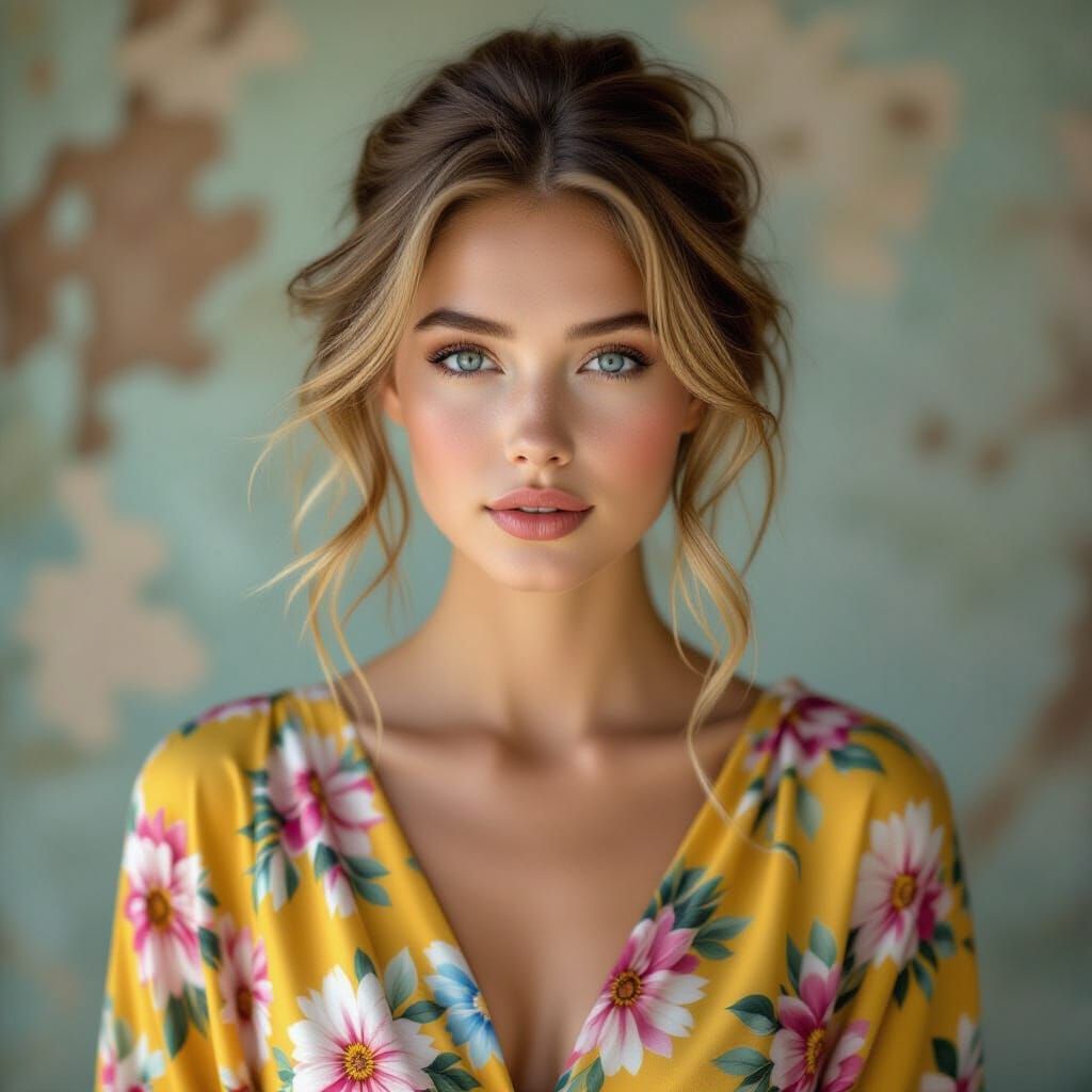 A photograph in the style of Annie Leibovitz depicts a young...