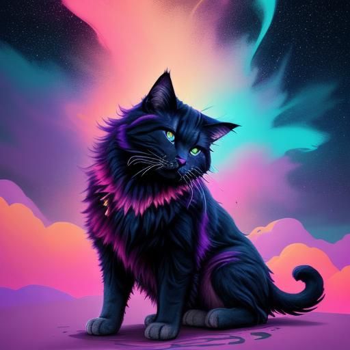 Person, Dog, and Cat Gaze at Dreamscape Sky