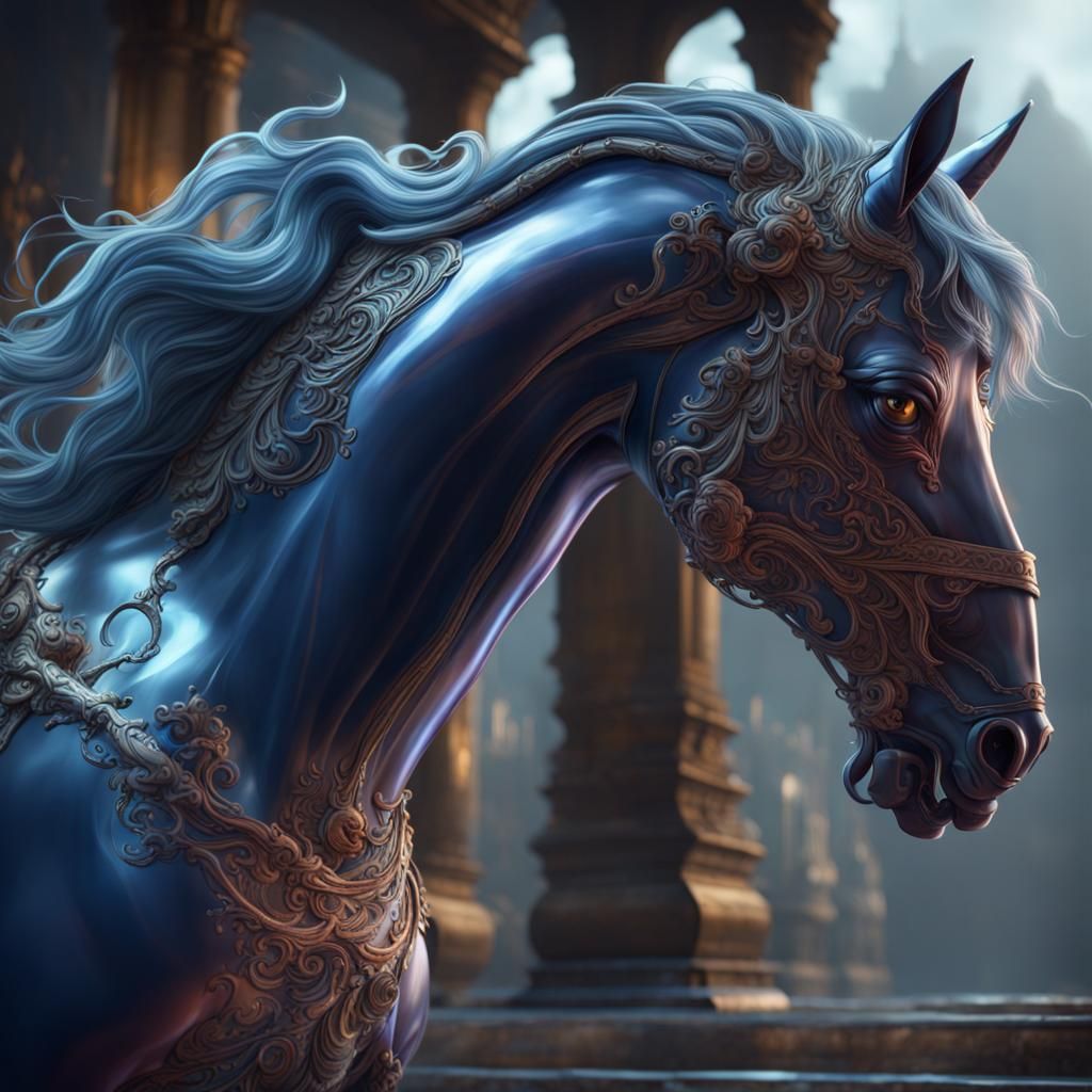Fantastical Glass Horse Detailed Matte Painting