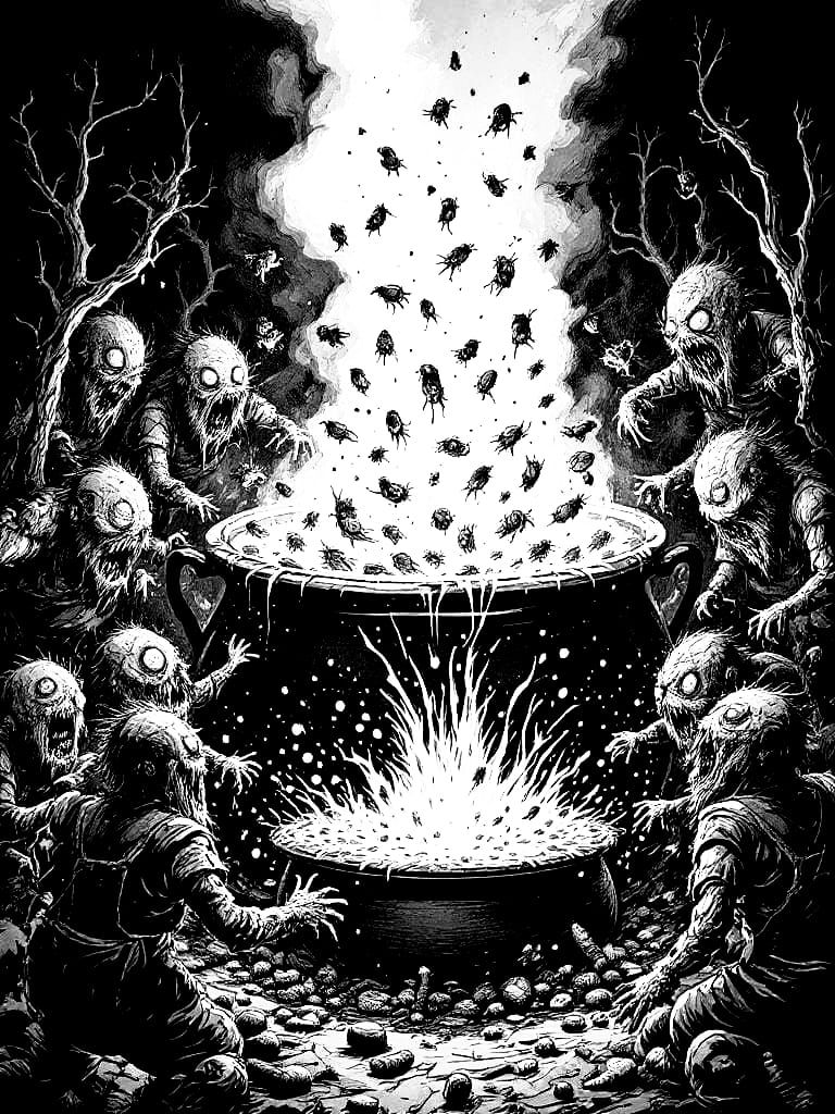 Mutant Farmers Brewing a Macabre Concoction