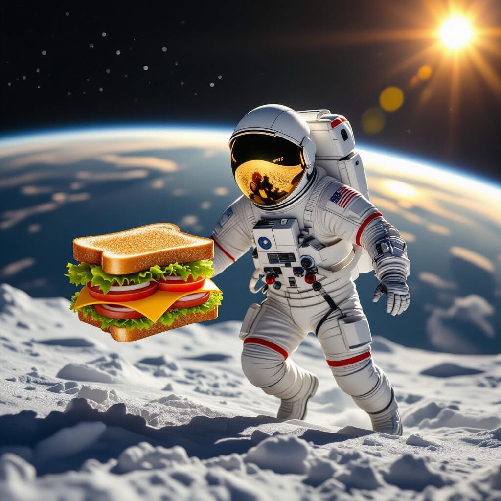 Astronaut Chases Floating Sandwich in Orbit