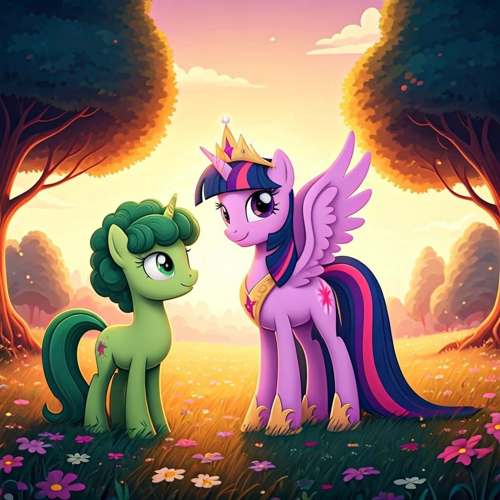 Two Unicorns Meet in Magical Animated Meadow