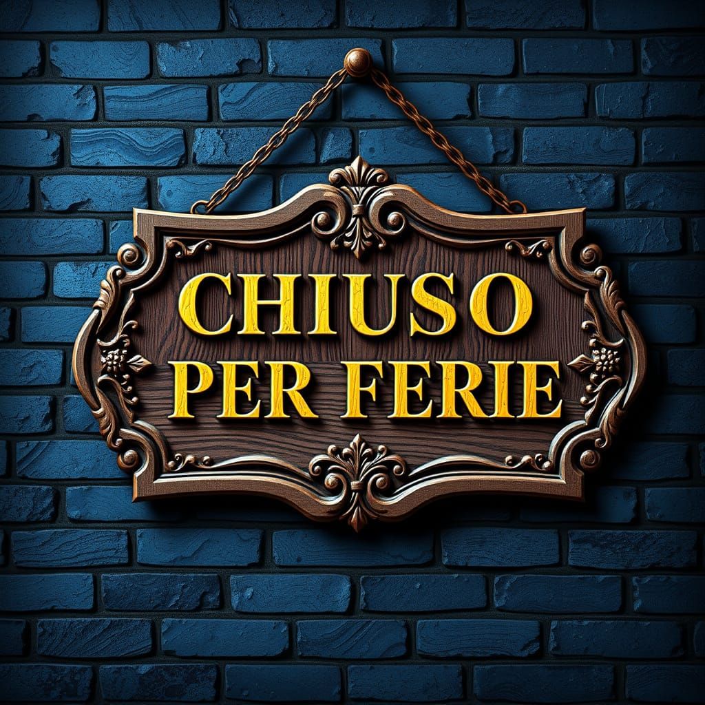 Elegant Sign: Chiuso Per Ferie in Abstract Fractal Style