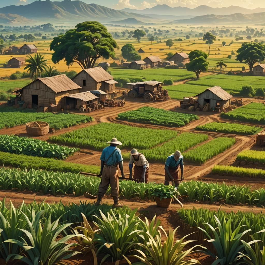 Thriving African Farmland: Vibrant Concept Art