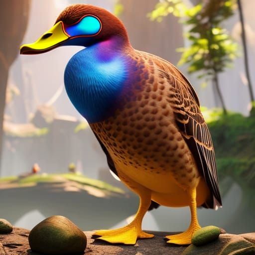 Copper Duck Head in 3D Digital Art Style