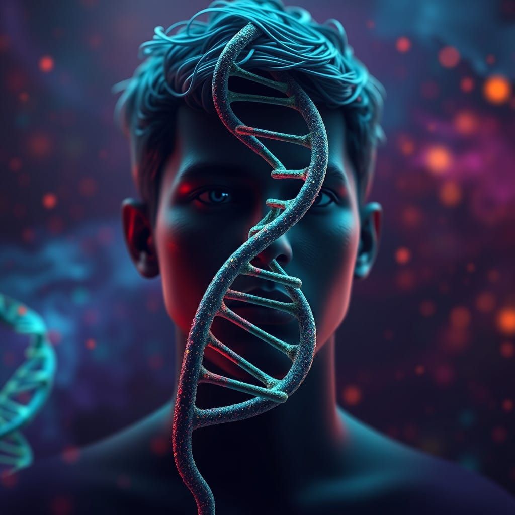 DNA Helix Portrait in Fantasy Concept Art Style