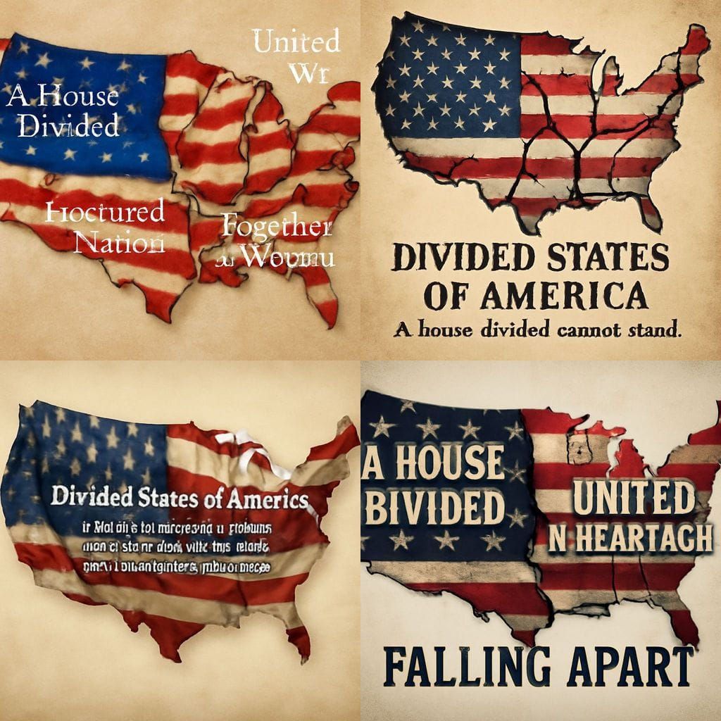 Divided States Map with Pixel Flag and Messages