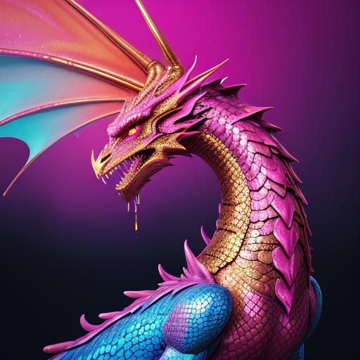 Liquid Pink Paint Dragon: Digital Matte Painting